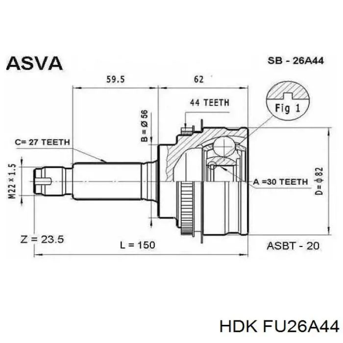 ШРУС зовнішній передній FU26A44 HDK
