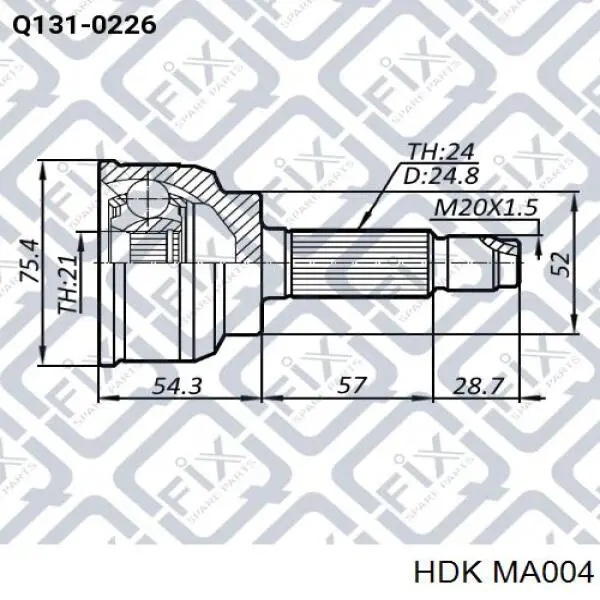 MA004 HDK шрус зовнішній передній