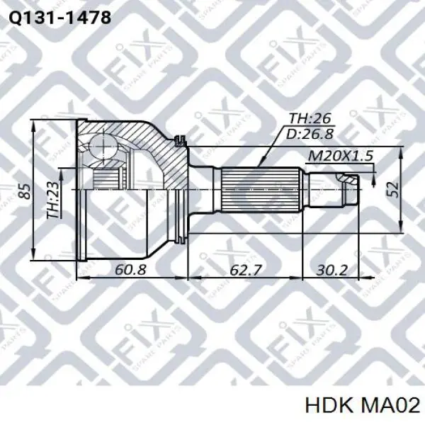 MA02 HDK шрус зовнішній передній