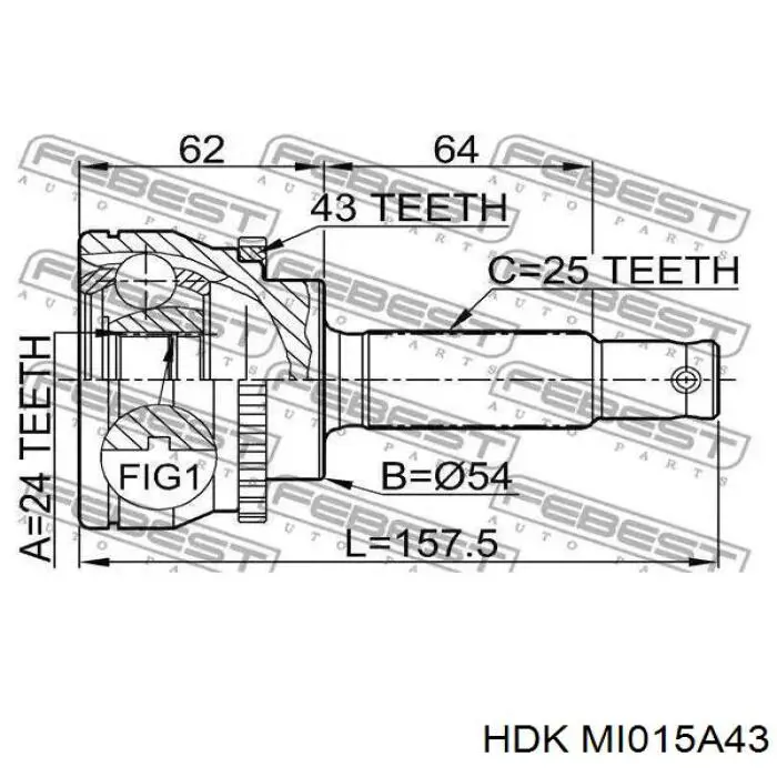 ШРУС зовнішній передній MI015A43 HDK