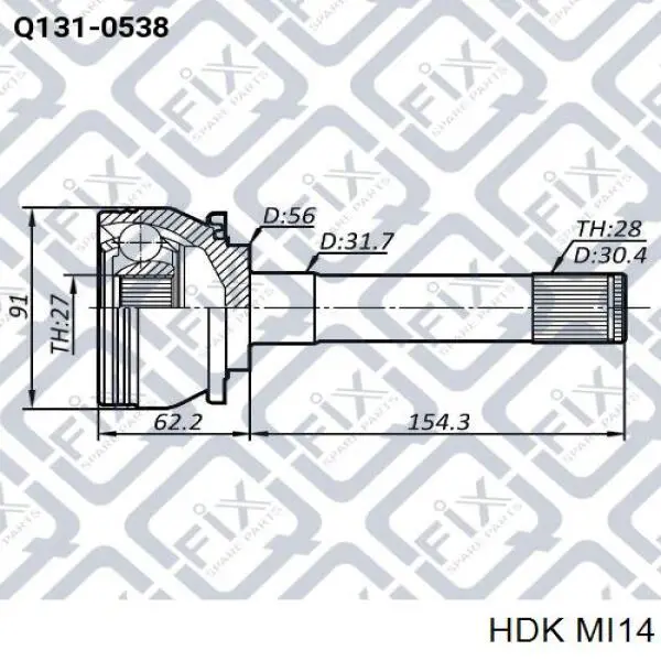MI14 HDK шрус зовнішній передній