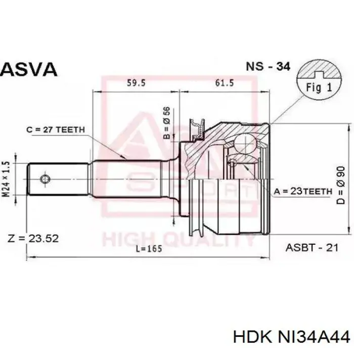 ШРУС наружный HDK NI34A44