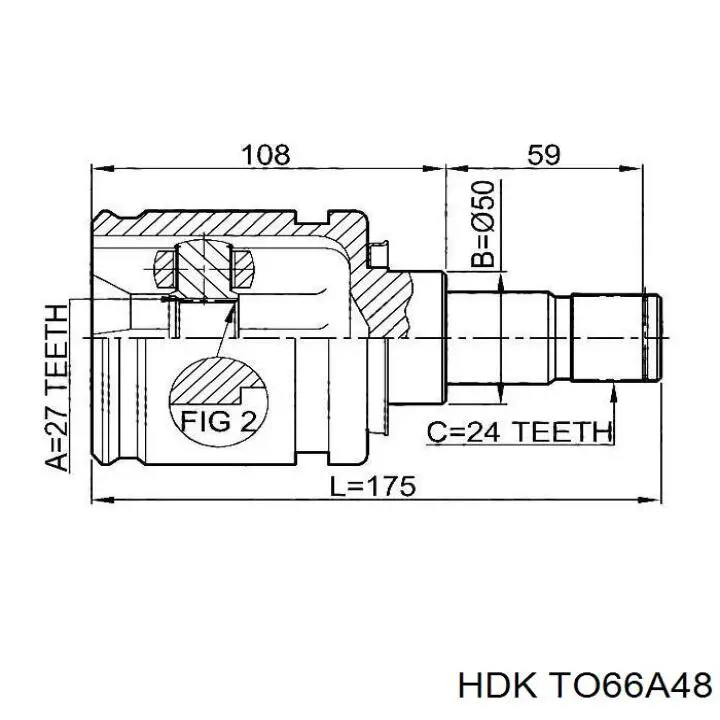 ШРУС зовнішній передній TO66A48 HDK