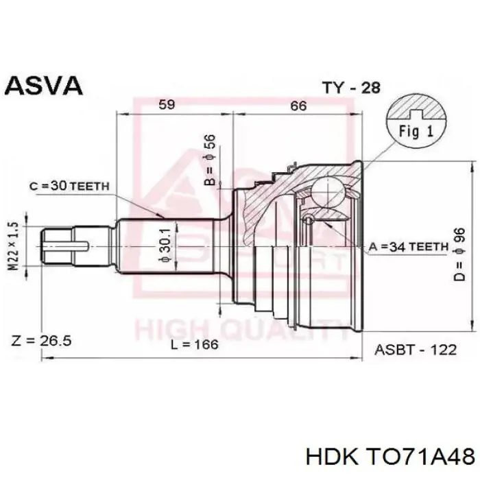 ШРУС зовнішній передній 4342010190 Toyota