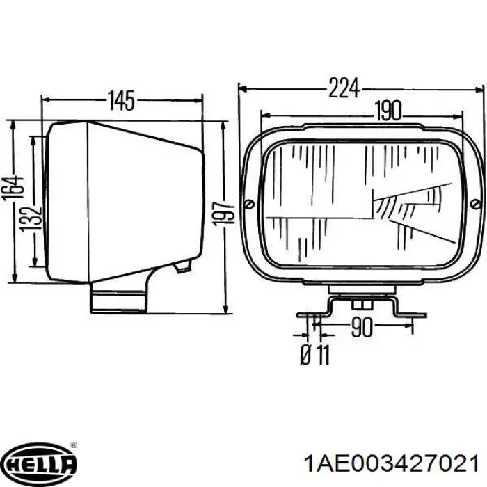 1AE003427021 HELLA Лампа-фара, ліва = правая