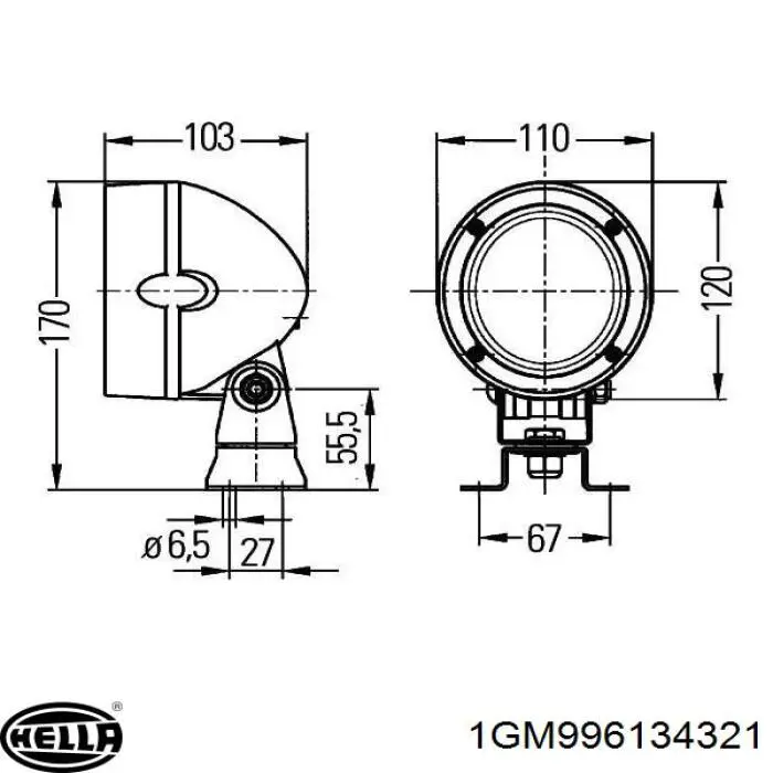 Ліхтар додатковий, універсальний 1GM996134321 HELLA