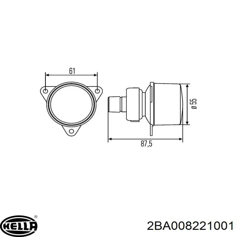 2BA008221001 HELLA Покажчик повороту лівий=правий