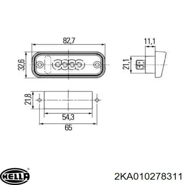 Ліхтар підсвічування заднього номерного знака 2KA010278311 HELLA