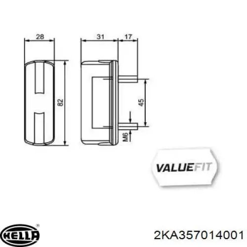 Ліхтар підсвічування заднього номерного знака HELLA 2KA357014001 ціна, від 5.43 USD