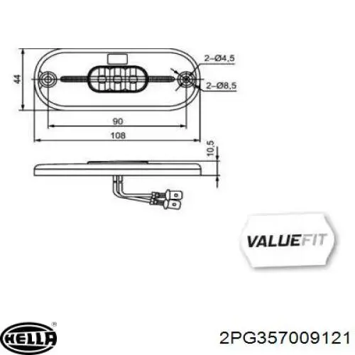 Габарит передній лівий HELLA 2PG357009121 ціна, від 15.24 USD
