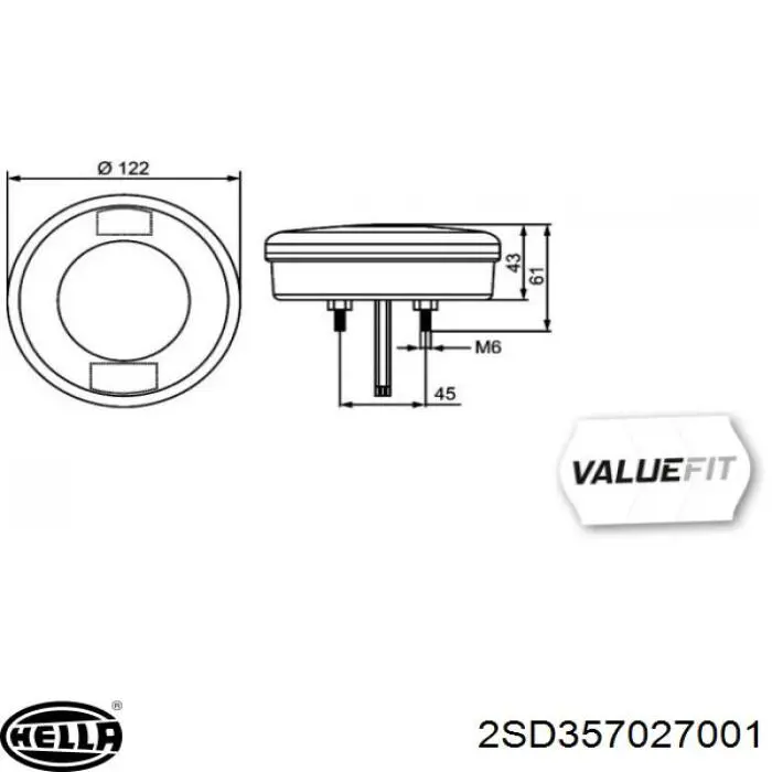 Купити 2SD357027001 HELLA Ліхтар задній лівий/правий