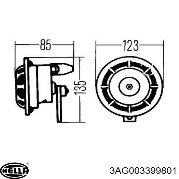 Сигнал звуковий (клаксон) 3AG003399801 HELLA