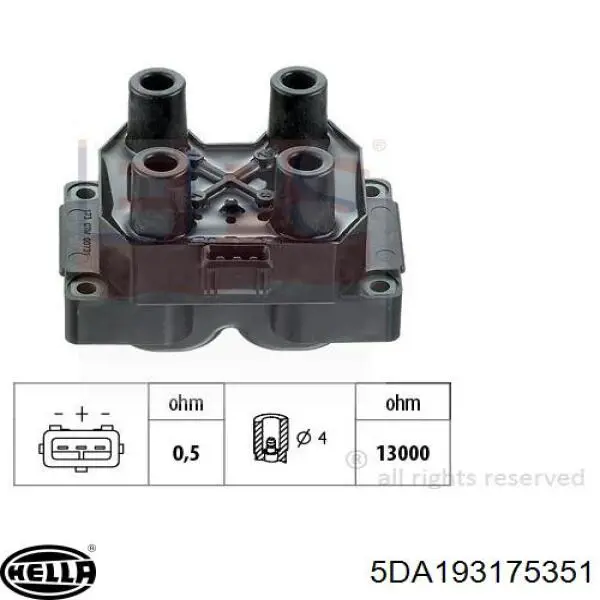 Котушка запалювання HELLA 5DA193175351 ціна, від 34.37 USD