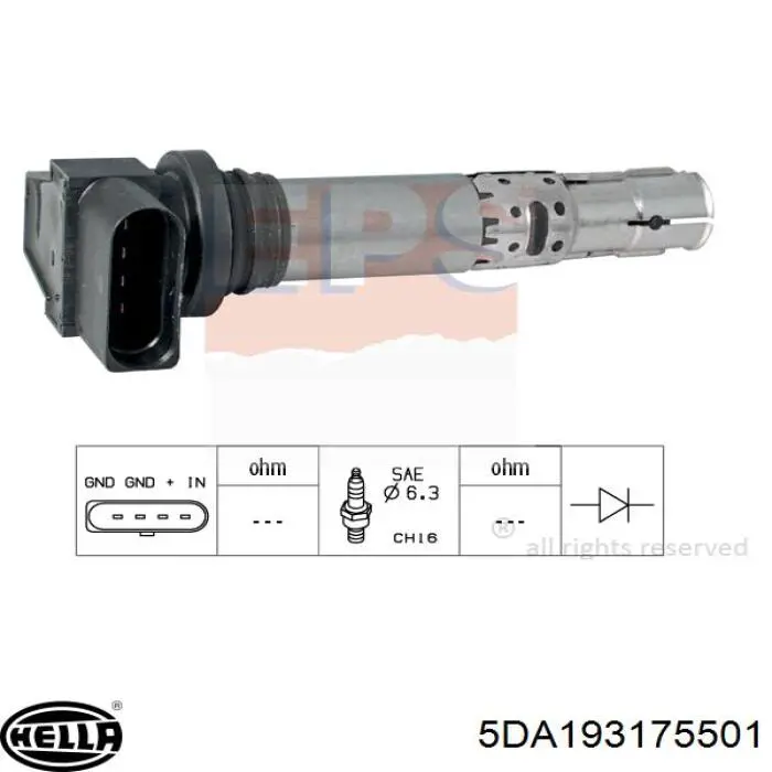 Котушка запалювання HELLA 5DA193175501 ціна, від 26.16 USD