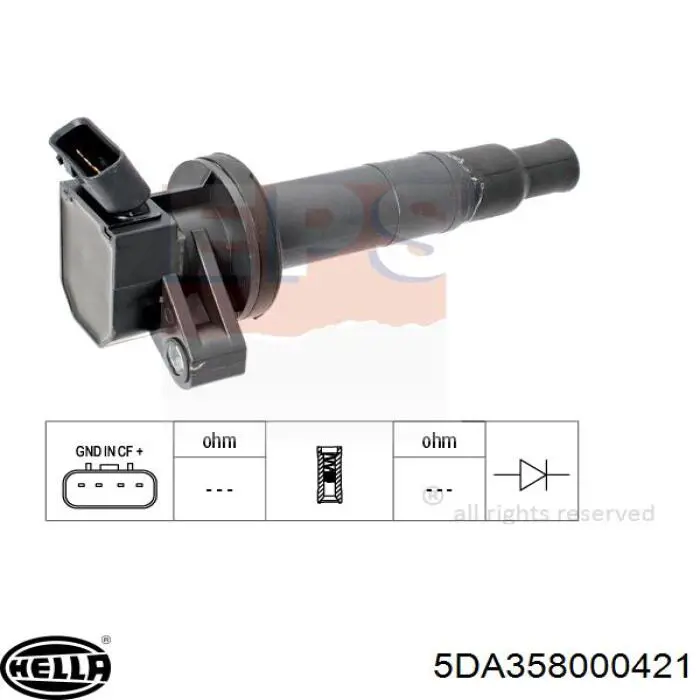 5DA358000421 HELLA Котушка запалювання