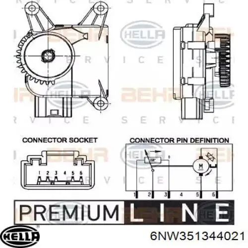 Купити 6NW351344021 HELLA Привід заслінки печі