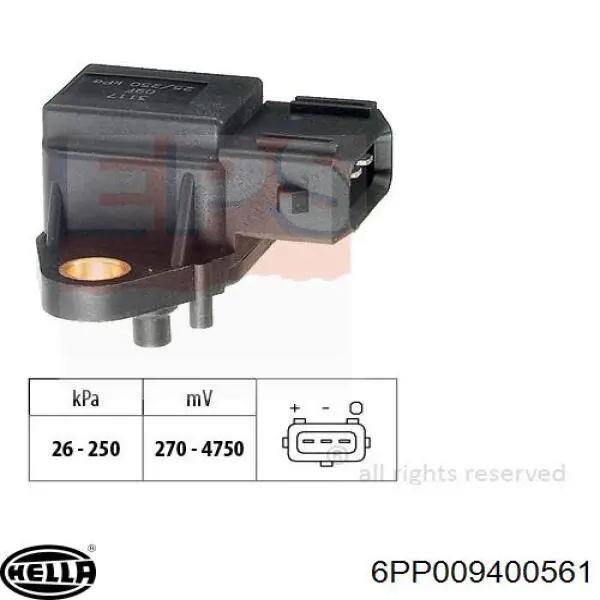 Датчик тиску повітря HELLA 6PP009400561