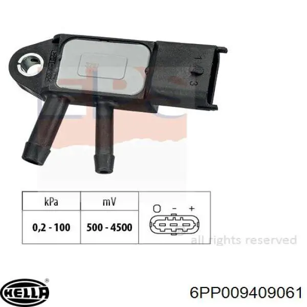 Датчик тиску вихлопних газів HELLA 6PP009409061 ціна, від 37.86 USD