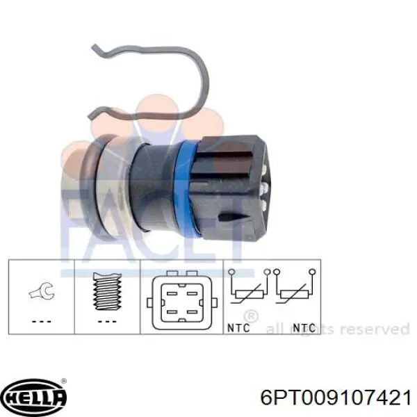 Термодатчик охолоджуючої рідини HELLA 6PT009107421 ціна, від 7.22 USD