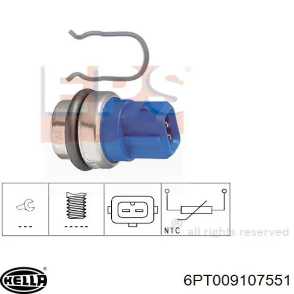 Термодатчик охолоджуючої рідини HELLA 6PT009107551 ціна, від 4.67 USD