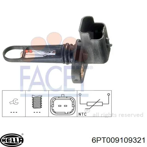Датчик температури повітряної суміші HELLA 6PT009109321 ціна, від 11.96 USD