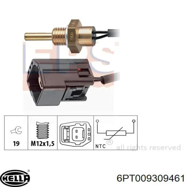 Купити 6PT009309461 HELLA Датчик температури охолоджуючої рідини