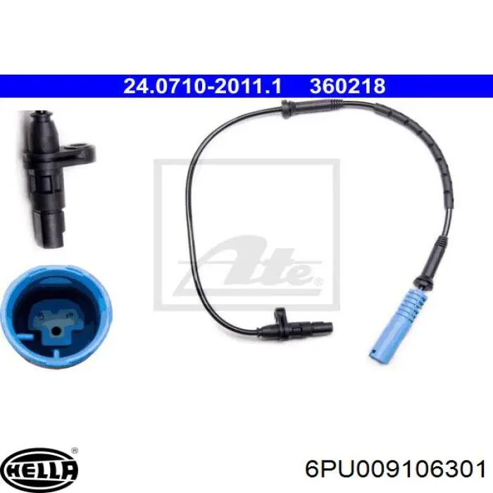 Купити 6PU009106301 HELLA Датчик АБС (ABS) передній