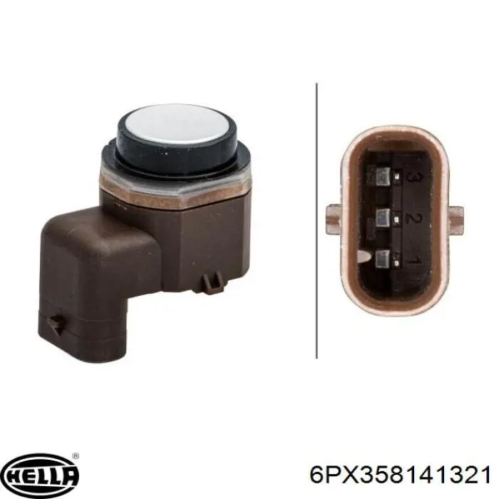 Купити 6PX358141321 HELLA Датчик сигналізації паркування (парктронік), передній