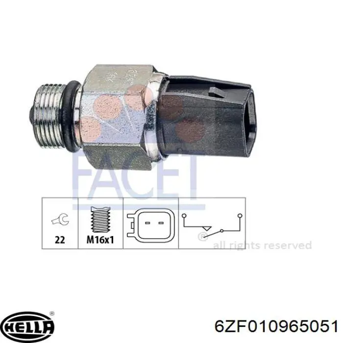 Датчик включення ліхтарів заднього ходу 6ZF010965051 HELLA