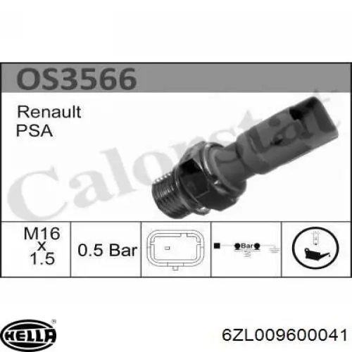 Датчик тиску масла 6ZL009600041 HELLA