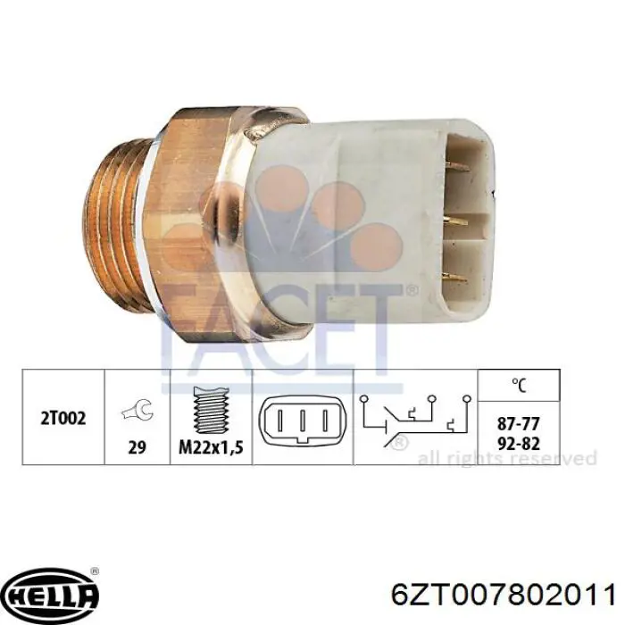 Датчик включення вентилятора 6ZT007802011 HELLA