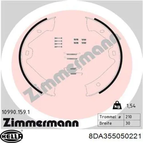 Колодки ручника / стоянкового гальма HELLA 8DA355050221 ціна, від 39.59 USD
