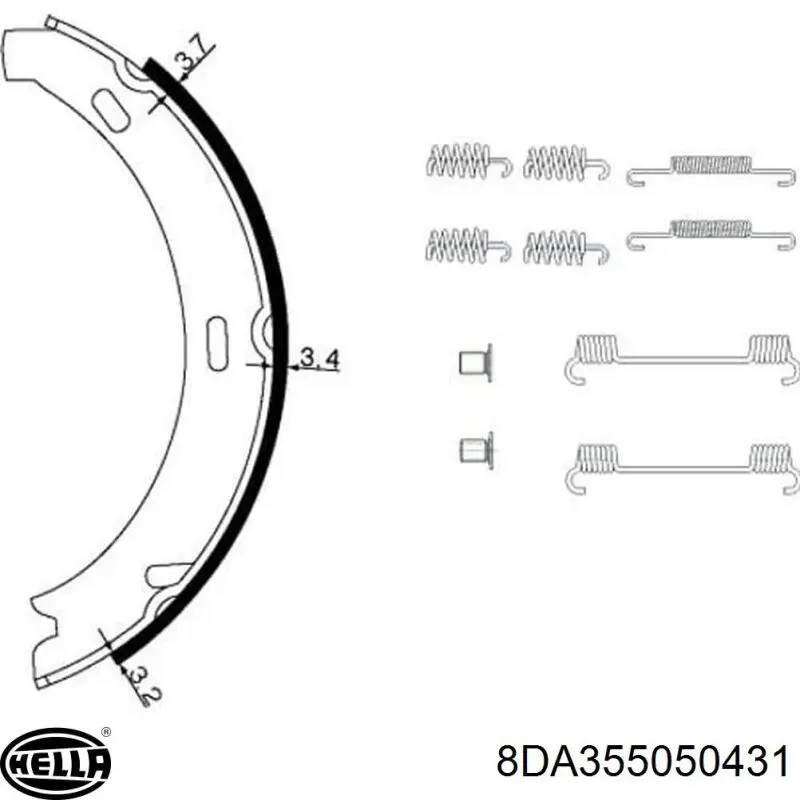 Колодки ручника / стоянкового гальма HELLA 8DA355050431 ціна, від 12.67 USD