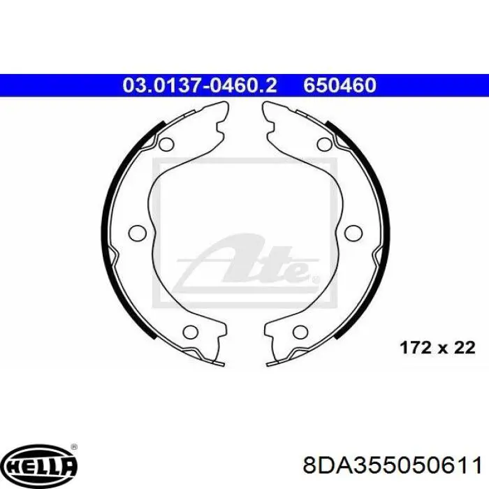 8DA355050611 HELLA Гальмівні колодки ручника