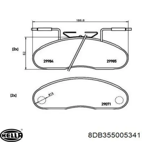 Колодки гальмівні передні, дискові 8DB355005341 HELLA