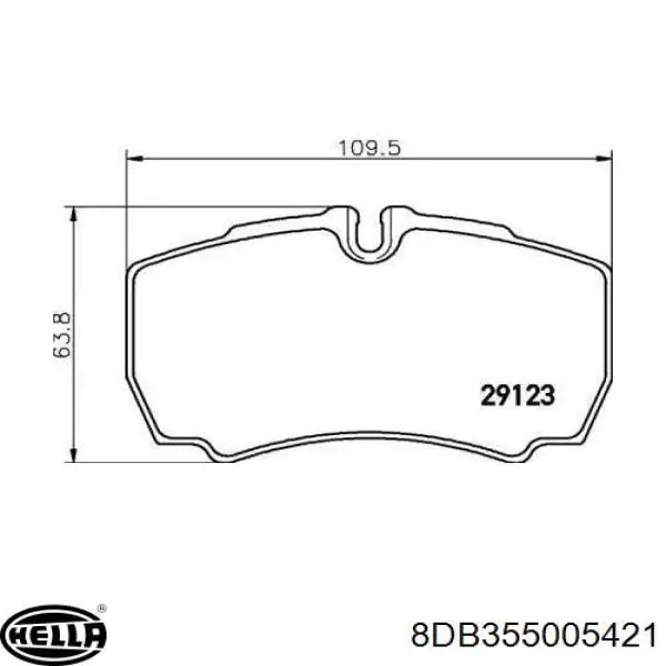 Колодки гальмові задні, дискові 8DB355005421 HELLA