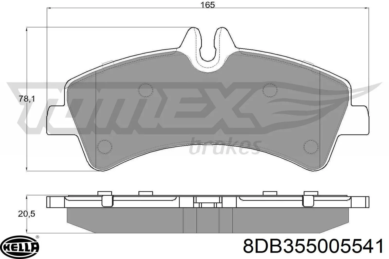 Купити 8DB355005541 HELLA Задні колодки