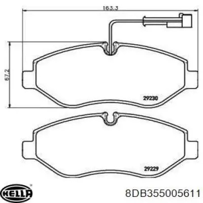 Колодки гальмівні передні, дискові 8DB355005611 HELLA