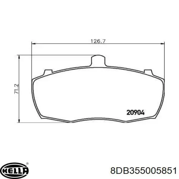 Колодки гальмівні передні, дискові 8DB355005851 HELLA