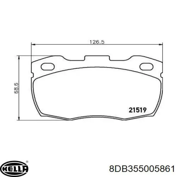 Колодки гальмівні передні, дискові 8DB355005861 HELLA