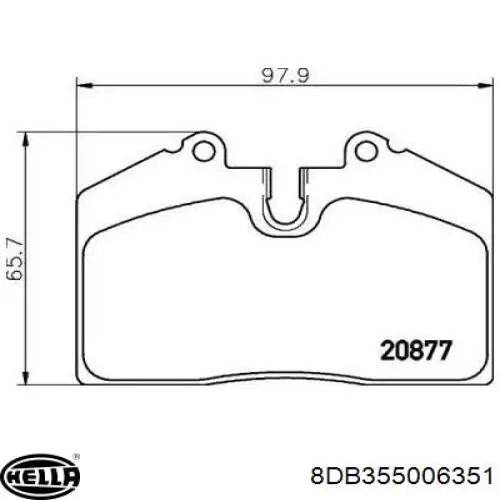 Колодки гальмові задні, дискові 8DB355006351 HELLA