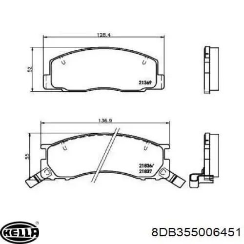 Колодки гальмівні передні, дискові 8DB355006451 HELLA