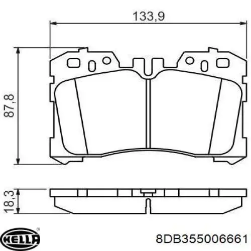 Купити 8DB355006661 HELLA Колодки гальмівні передні, дискові