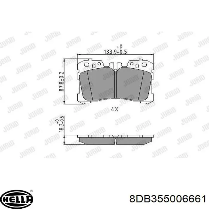 Передні тормозні колодки 8DB355006661 HELLA