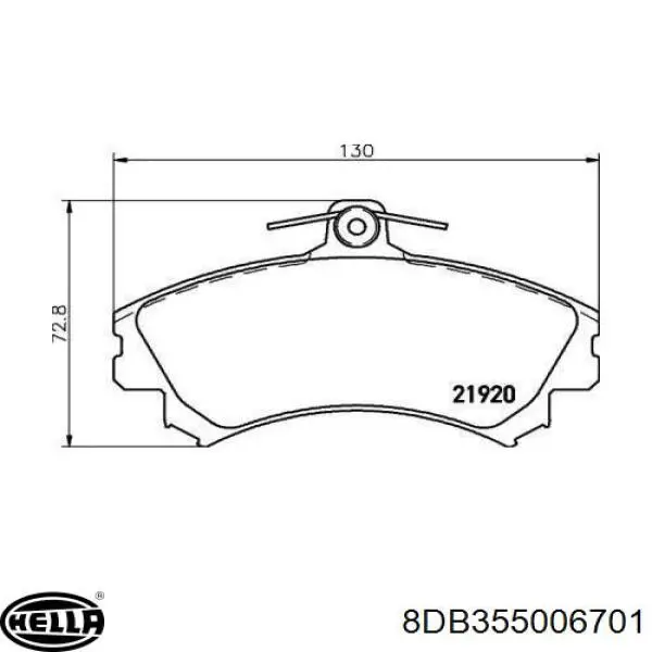 Колодки гальмівні передні, дискові 8DB355006701 HELLA