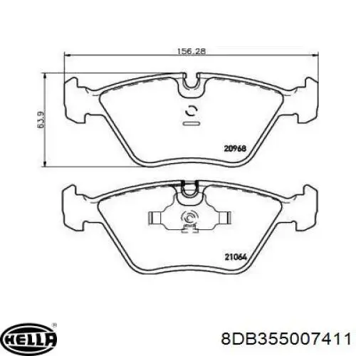 Колодки гальмівні передні, дискові 8DB355007411 HELLA