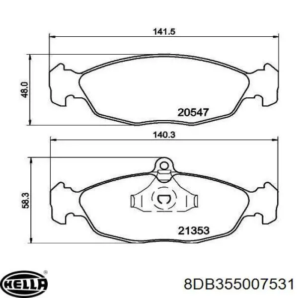 Купити 8DB355007531 HELLA Колодки гальмівні передні, дискові