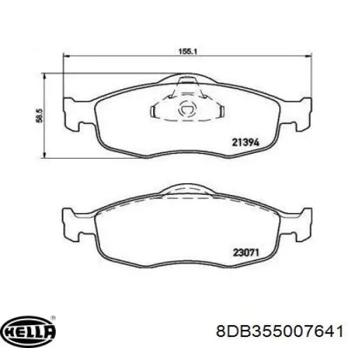 Колодки гальмівні передні, дискові 8DB355007641 HELLA