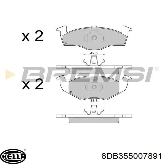 Передні тормозні колодки 8DB355007891 HELLA