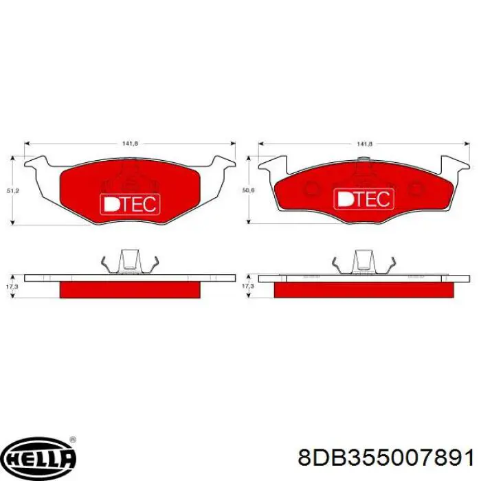 Купити 8DB355007891 HELLA Колодки гальмівні передні, дискові